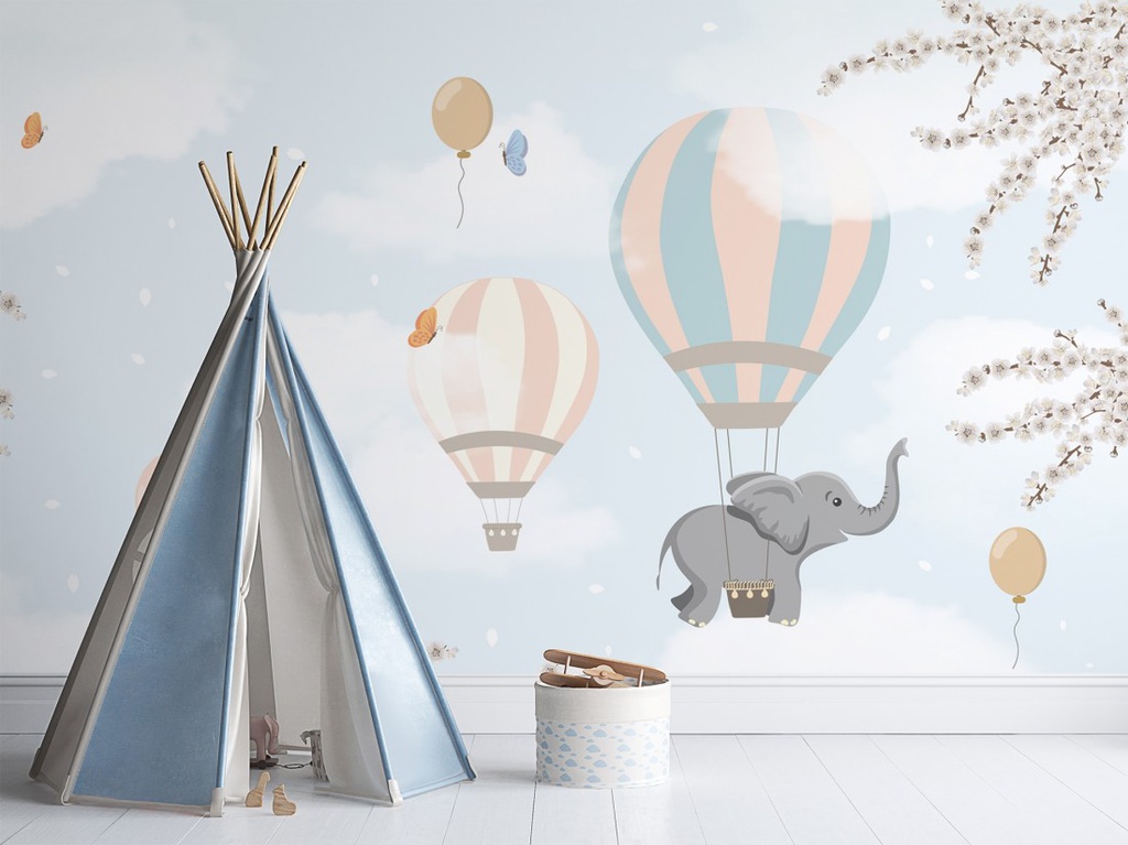 Papel Tapiz  - Globos con  Elefante