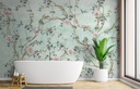 Papel Tapiz  - Chinoiserie Peonia en Acuarela - Verde (M2)